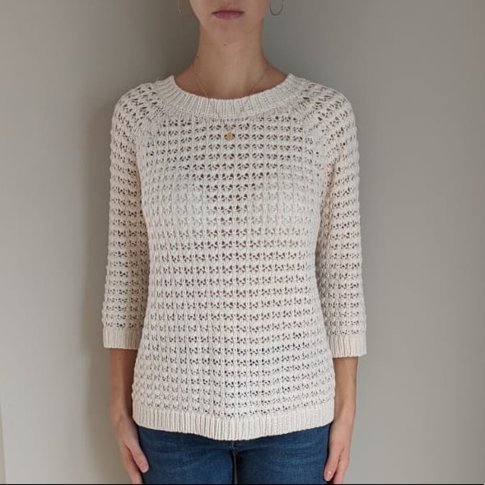 Cotton knit sweater with open back